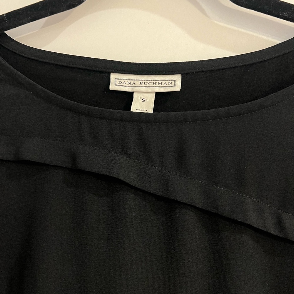 Dana Buchman Tunic Top Women's Long Sleeve Black Diagonal Pleated Blouse Shirt S - Picture 5 of 8